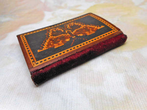 A Tunbridge Ware needle case inlaid with a butterfly. c 1850