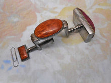 Load image into Gallery viewer, A stone set, steel pin cushion clamp. German. c1880
