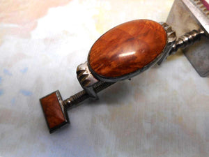 SOLD……A stone set, steel pin cushion clamp. German. c1880