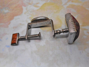 SOLD……A stone set, steel pin cushion clamp. German. c1880