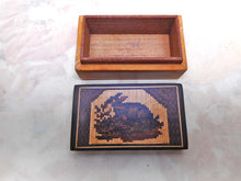 Load image into Gallery viewer, A small Tunbridge Ware needle packet box inlaid with a rabbit. c 1840
