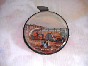 A glass 'gem' picture pin cushion of Brighton. c 1860