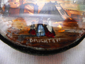 SOLD…….A glass 'gem' picture antique pin cushion. Brighton. c 1860