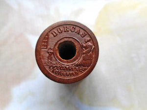 SOLD……A pressed wood 'Dorcas' cotton reel / spool. c1860