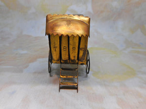 SOLD……A novelty brass Bathing Machine needle case. Reg. year 1879. Avery type.