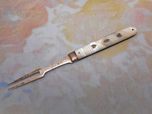 Load image into Gallery viewer, SOLD……An engraved mother pf pearl folding fruit fork. c 1800
