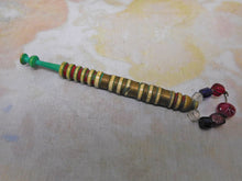 Load image into Gallery viewer, A dyed and brass wired lace bobbin. c1850
