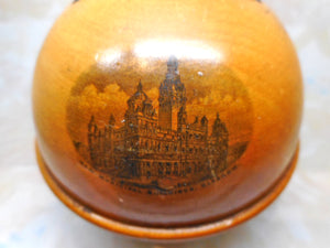 SOLD……A Mauchline Ware knitting wool holder. Glasgow. c1890