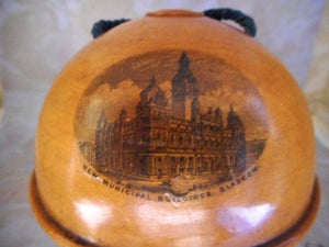 SOLD……A Mauchline Ware knitting wool holder. Glasgow. c1890