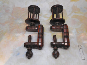 A pair of wooden sewing clamps. c 1840