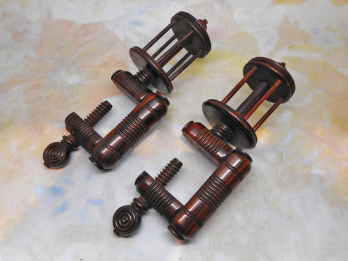 A pair of wooden sewing clamps. c 1840