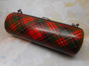 A Tartan Ware bag form sewing etui. c1860. Stuart.