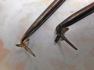 SOLD…..Two metal hat making straw splitters. 19thc