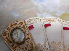 Load image into Gallery viewer, A fan shaped Carnet de Bal with inset mirror. Mid 19th century.
