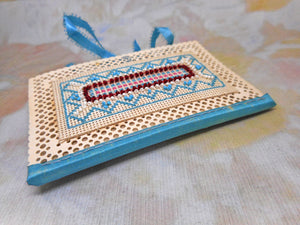 A super bead work and cross stitched needle case / book. c 1840