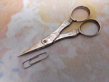 Load image into Gallery viewer, A pair of 18th century engraved close plated scissors. c 1780
