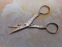 Load image into Gallery viewer, SOLD…….A pair of 18th century engraved close plated scissors. c 1780
