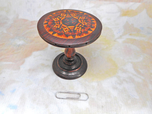 A Tunbridge Ware pin cushion / pin table. c1840
