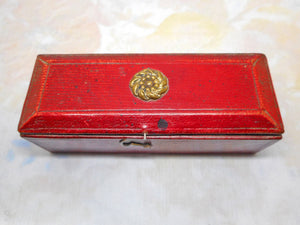 SOLD……A Georgian small red leather cotton reel box. c 1800