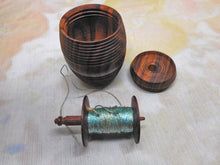 Load image into Gallery viewer, A turned wood cotton barrel. c 1820
