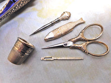 Load image into Gallery viewer, A French fish shaped etui with mini silver tools. c 1870
