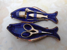 Load image into Gallery viewer, A French fish shaped etui with mini silver tools. c 1870
