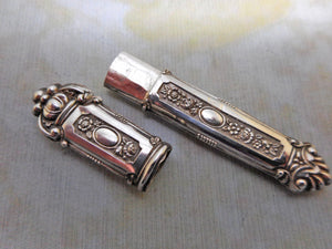 A decorative French silver needle case. c 1830