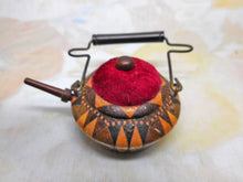 Load image into Gallery viewer, SOLD…….A Tunbridge ware kettle shaped pin cushion. c 1870
