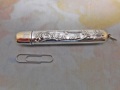 A silver pencil holder. Salem Witch Souvenir. c 1900