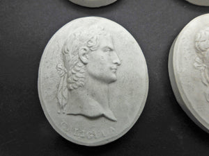 A set of Grand Tour plaster cameos of the first 12 Roman Emperors. c1830