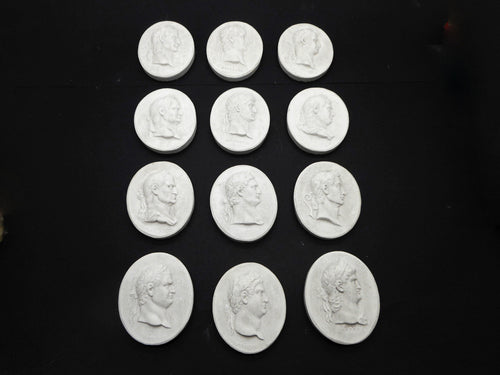 Grand Tour plaster cameos of the first 12 Roman Emperors