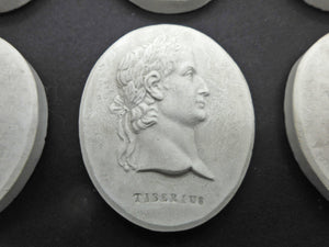 A set of Grand Tour plaster cameos of the first 12 Roman Emperors. c1830