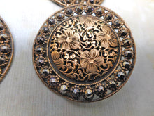 Load image into Gallery viewer, Four large floral brass buttons. c 1890-1910
