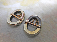 Load image into Gallery viewer, A pair of little silver / paste buckles. French. c 1840
