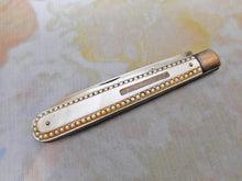 Load image into Gallery viewer, A fine mother of pearl and silver folding fruit knife. HM. 1848.
