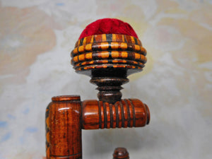 A Tunbridge ware pin cushion clamp. c 1860