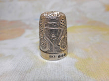 Load image into Gallery viewer, A rare silver thimble embossed with a bicycle. HM. 1896 JF
