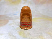 Load image into Gallery viewer, A Painted Tunbridge Ware thimble and its egg shaped box. c1800
