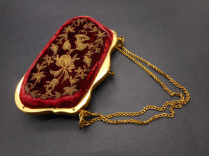 SOLD……..A red velvet and gold thread purse-a fully fitted sewing etui. French c1870