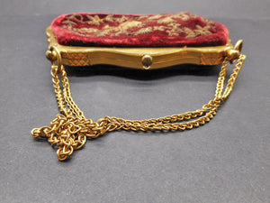 SOLD……..A red velvet and gold thread purse-a fully fitted sewing etui. French c1870