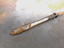 Load image into Gallery viewer, A mother of pearl pickle fork. HM silver band Sheffield 1894.
