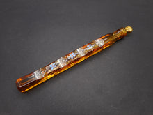 Load image into Gallery viewer, An amber glass scent bottle with enamelling.  Lachrymatory / Tear catcher
