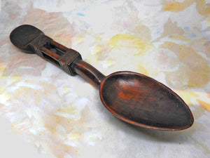 A wooden 'love spoon' -hand made Welsh love token. 19thc.