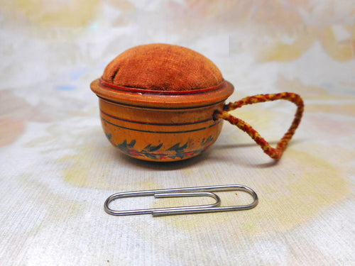 A Painted Tunbridge Ware pin cushion. c 1820