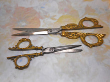 Load image into Gallery viewer, Two pairs of large, brass handled German scissors. 19th century. Solingen.
