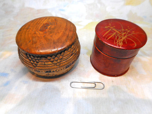 A Japanese lacquer pot and a Chinese bark box. 19thc