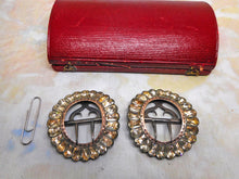 Load image into Gallery viewer, A good pair of silver, paste set shoe buckles in their case. 18thc
