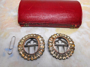 A good pair of silver, paste set shoe buckles in their case. 18thc