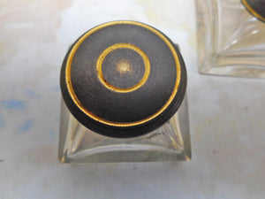 A pair of ink wells from a Victorian writing box. 19thc