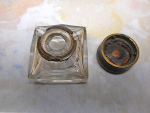 A pair of ink wells from a Victorian writing box. 19thc